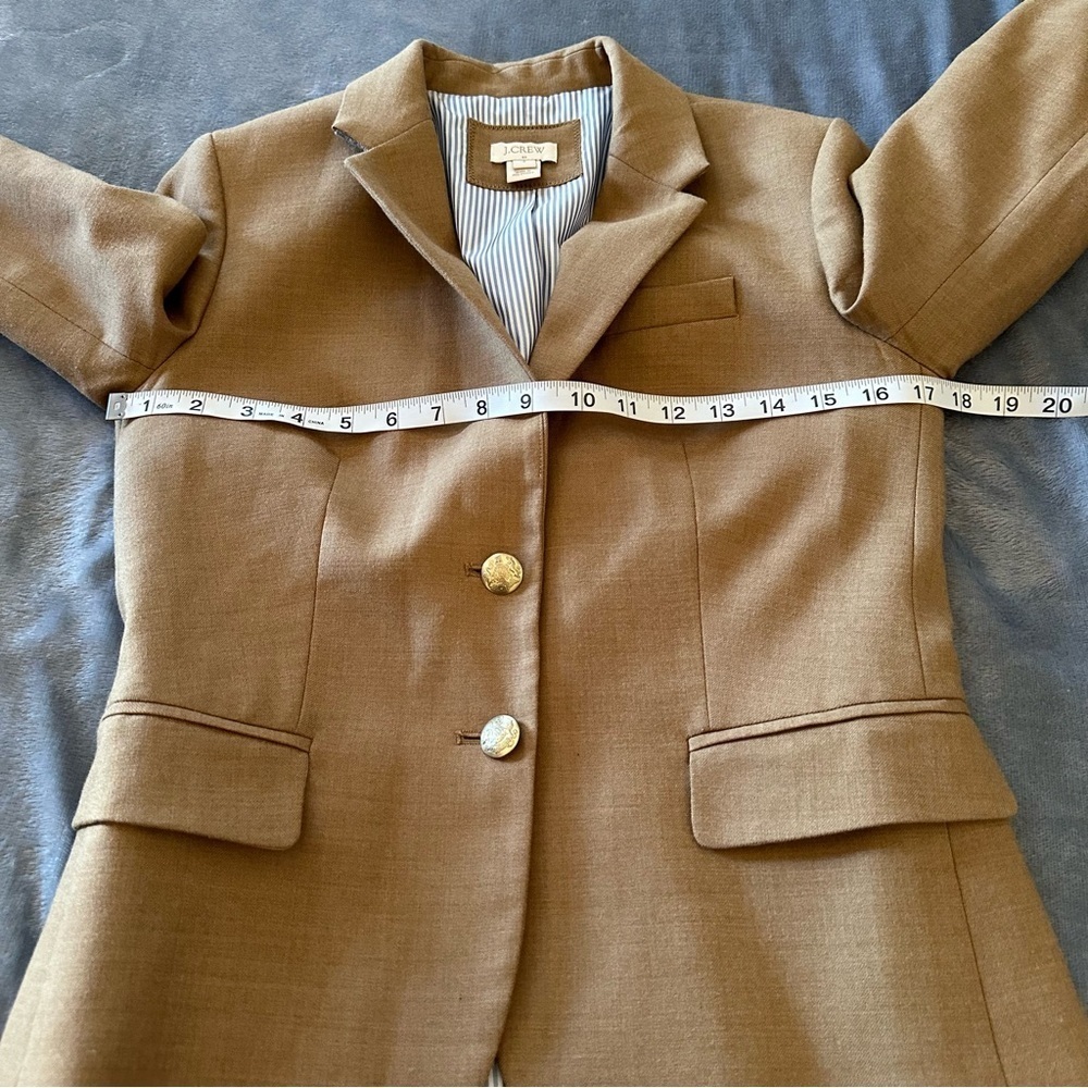 J. Crew Wool Blend Camel Long sleeves schoolboy blazer Size 2 - Picture 15 of 15